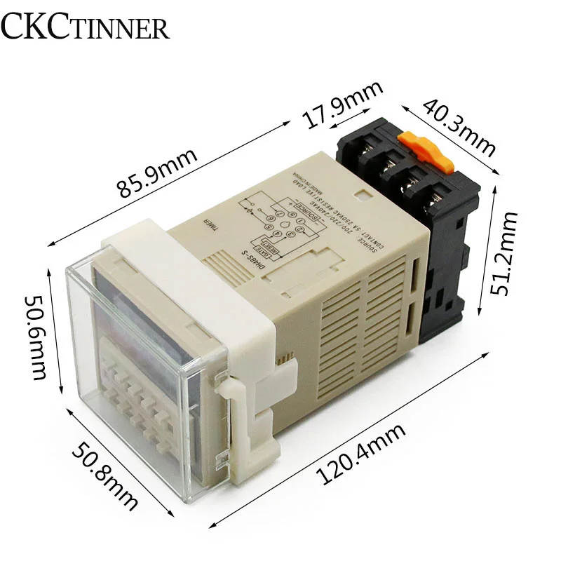 Digital LED Programmable Timer Relay Switch DH48S-S 0.1S-99H Socket Base AC/DC 12V 24V 36V 110V 220V 380V Repeat Cycle Timer