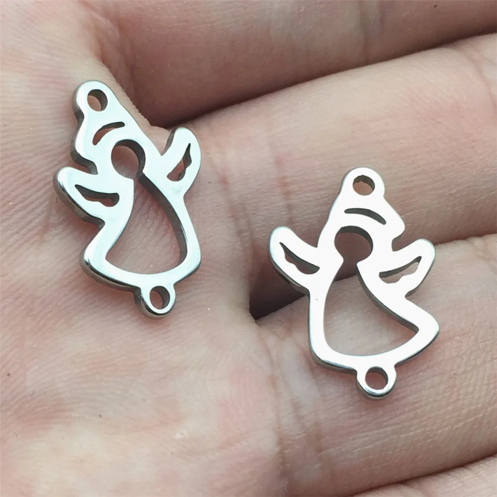 Stainless Steel Connectors 10pcs Bright Silver cherub angel Charm Fit Necklace Connector Diy Bracelet Jewelry Make Finding