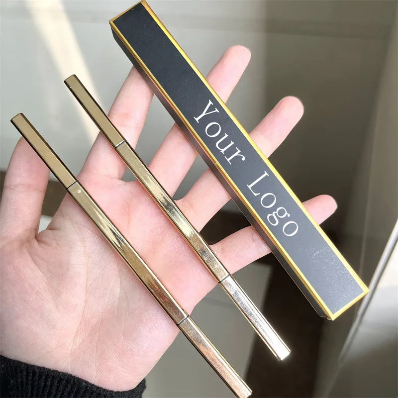 

Private Label Eyebrow Pencil Cosmetics Natural Long Lasting Custom Logo Eyebrow Waterproof Gold Tube Eyebrow Pen Makeup