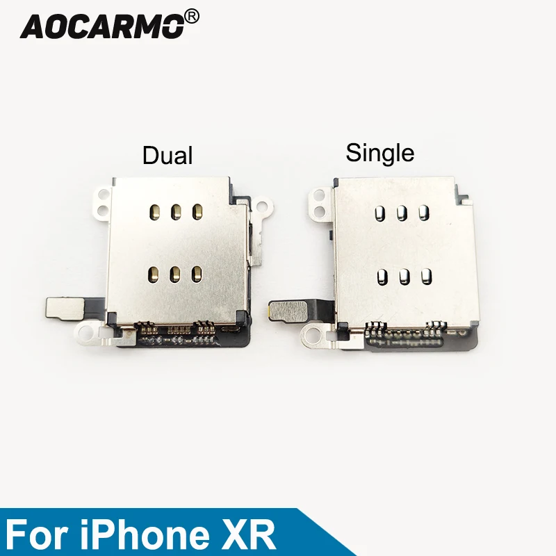 Aocarmo For iPhone XR Sim Card Tray Socket  Reader Holder Slot Socket Flex Cable Repair Parts