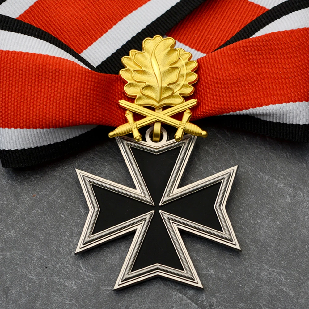 Maltese Iron Cross Metal Badge Knight Medal Templar Zircon Oak Leaf Brooch Souvenir Gifts