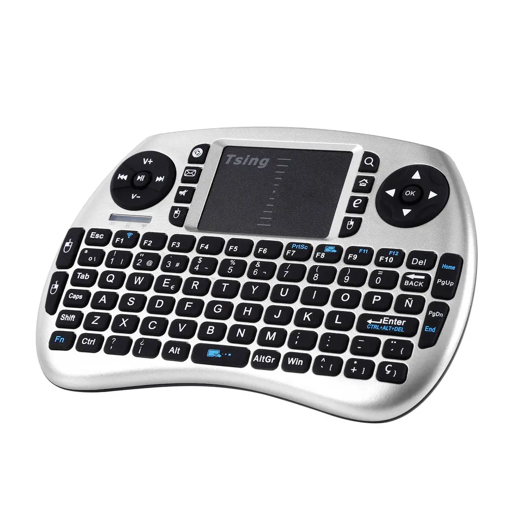 Portátil handheld teclado sem fio touchpad multimídia para caixa de tv mídia tv computador portátil vara para raspberry pi ps3 francês espanhol