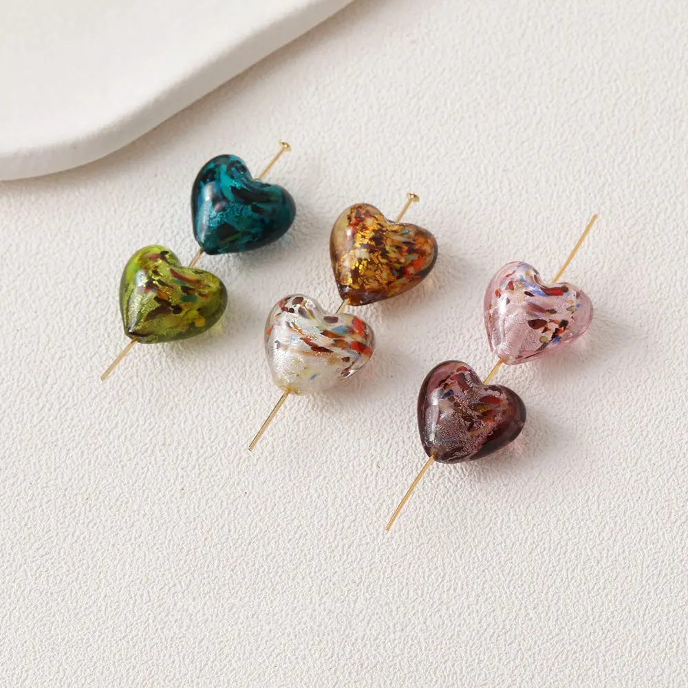 4PCS Glass Beads Heart Shape Love Pendant Charms for Jewelry Making Necklace DIY Earring Supplies Jewelry Findings Accessories