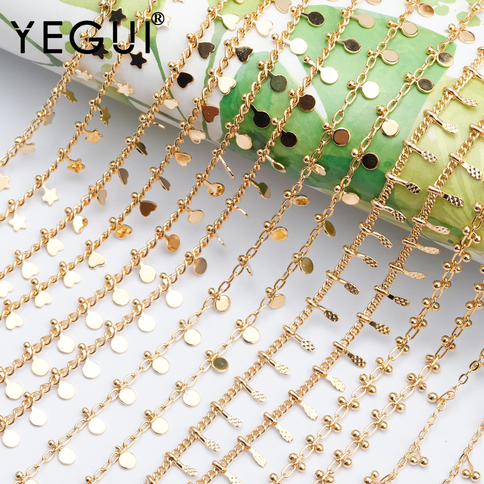 

YEGUI C114,jewelry accessories,diy chain,18k gold plated,0.3 microns,hand made,diy bracelet necklace,jewelry making,1m/lot