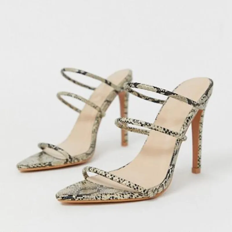 Shofoo shoe2020 new high heel with snakeskin belt single shoe transparent splicing high heel heel is about 7cm high