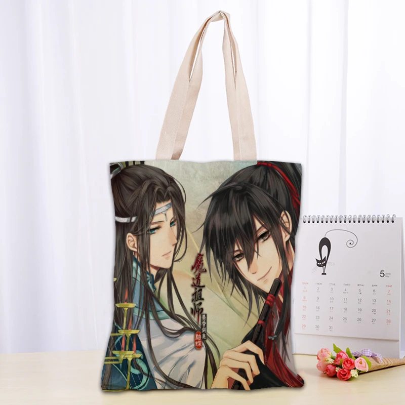 Anime Mo Dao Zu Shi Tote Bag Women Canvas Fabric Bags Eco Reusable Shopping Bags Traveling Beach Casual Useful Shoulder Bag