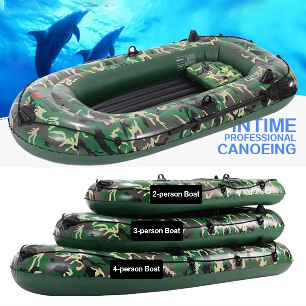 Iatable Boat 10ft 2~4 Person Iatable Boat Set with Paddles Air Pump PVC Kayak Canoe Boat Set for Drifting  Kayak CanoeBoat