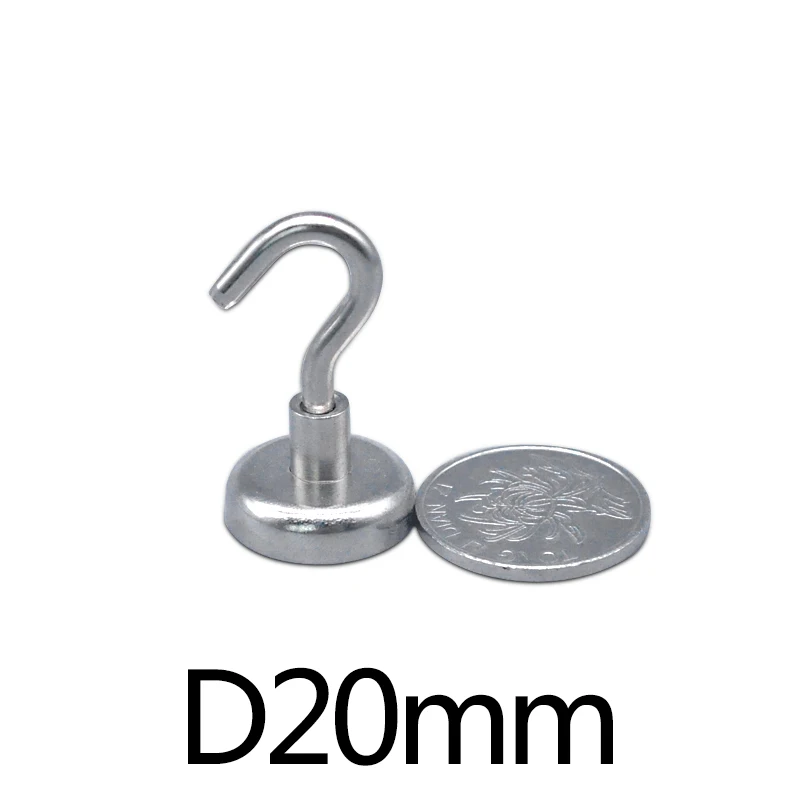 

2/5/10pcs D20MM Strong Magnetic Circular Hook Hanger Magnets Linked Home Kitchen Wall Hold power neodymium magnet hook D20mm