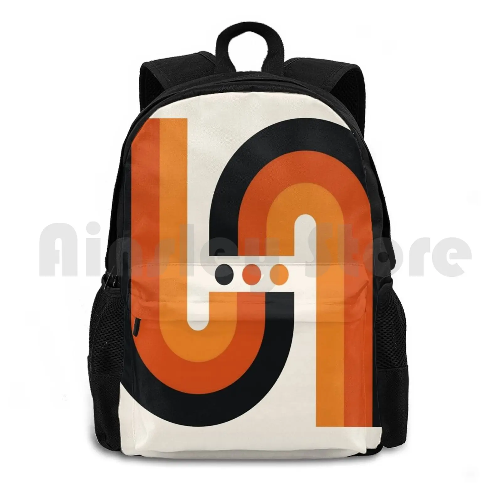 Sunset Rainbow Outdoor Hiking Backpack Riding Climbing Sports Bag 60s 70s Retro Vintage Op Art Abstract Geometric Mod Modern