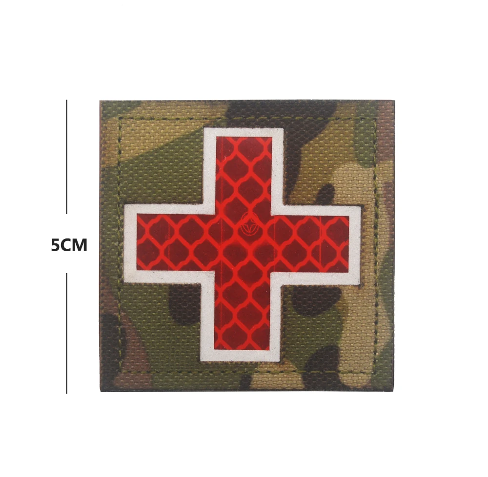 Medic Reflective Embroidery Patch Armband Badge Red Cross Decorative Sewing Applique Embellishment Tactical Patches