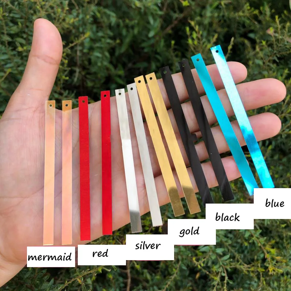 PET Environmental 5*75mm Gold Silver Red Black Blue Mermaid Tassel Show Clothes Rectangle Long 1-Hole Wedding Sequins