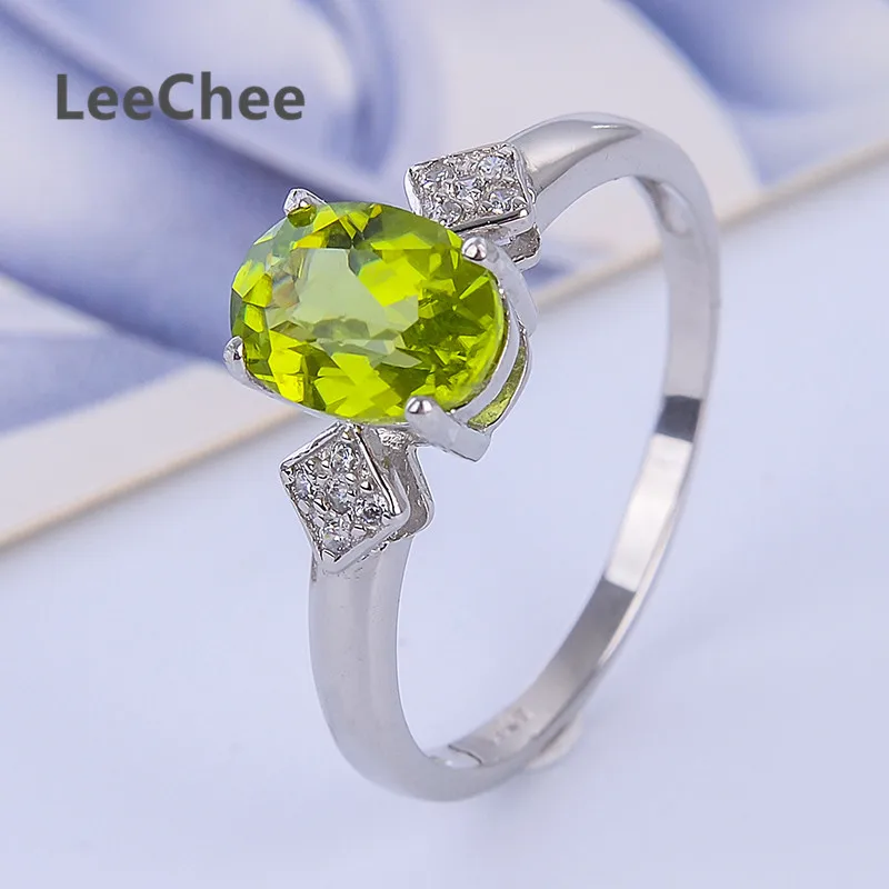 

Peridot Ring for women 100% Natural green crystal gemstone fashion jewelry for party real 925 Solid Sterling Silver jewelry