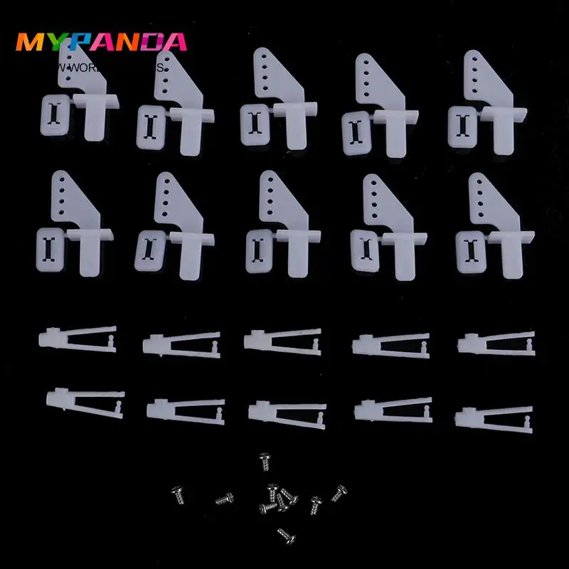 10 Sets Medium Lock On Nylon Control Horn And Clevis 21mm Set Rudder Servo Ailerons Elevators For RC Fixed Wing Airplane