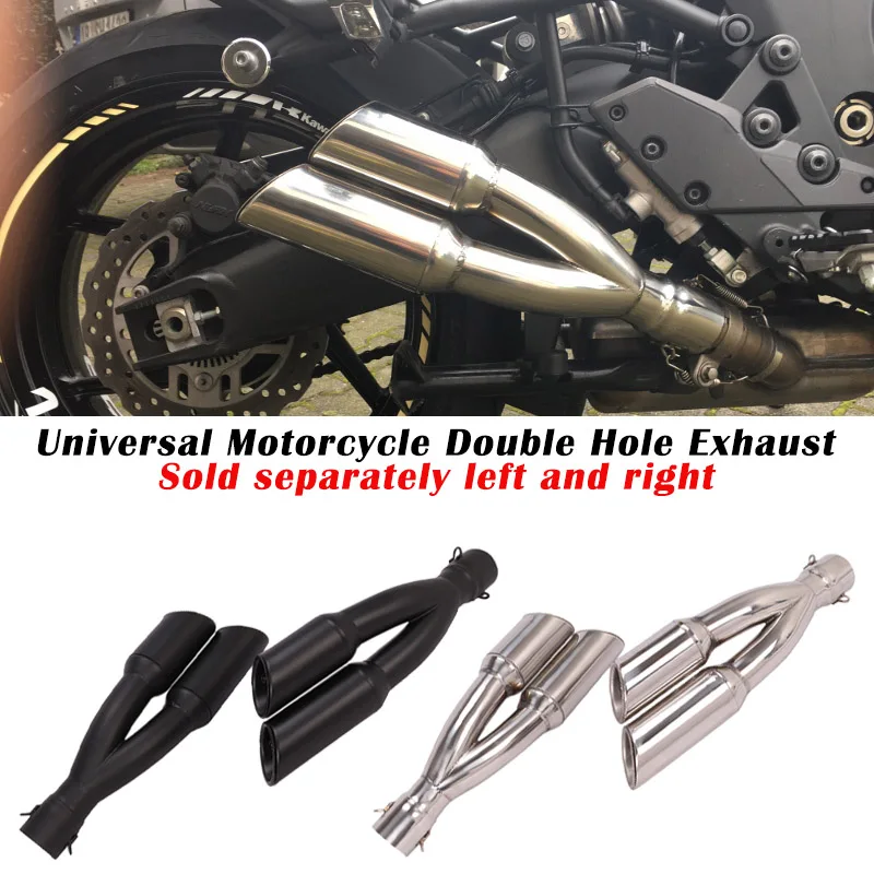 Universal Motorcycle Exhaust Pipe Escape Modified 2 Holes Left Right Muffler DB Killer For Z1000 cbr650 RC390 MT09 R15 GSX-R600