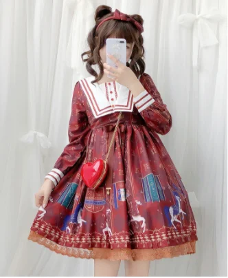 Kawaii Mädchen Tee Party vintage palaca lolita op loli cos Japanischen süßen kleid spitze bowknot hohe taille niedlich druck kleid