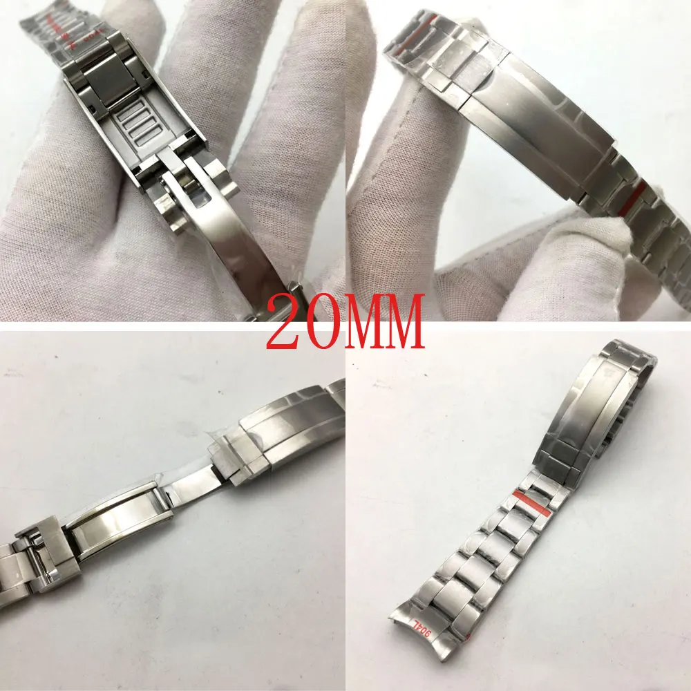 Steel Strap Fine Tuning Strap 316L Stainless Steel Watch Strap Sand 20mm Solid SUB Stainless Steel Folding Buckle