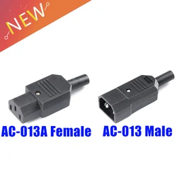 IEC Straight Cable Plug Connector C13 C14  10A 250V Black female&male Plug Rewirable Power Connector 3 pin AC Socket IEC Straig