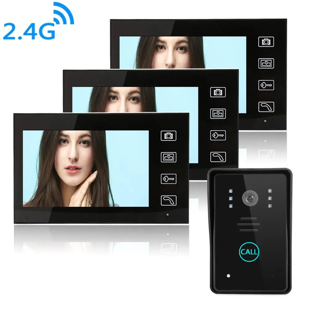 

SmartYIBA 7"Building Video Intercom 2.4G Wireless Video Door Phone Doorbell IR Camera Speakerphone Intercom Security System