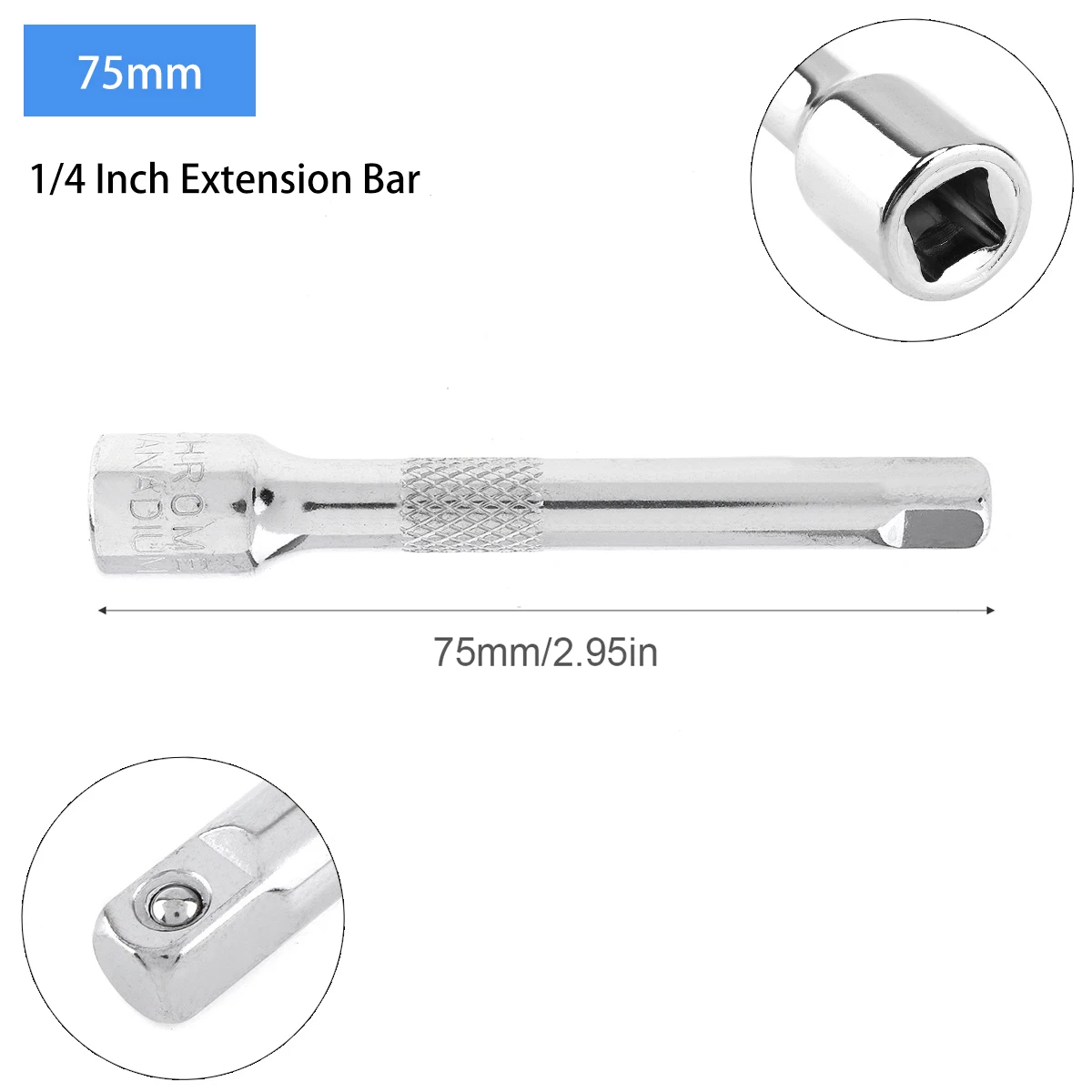 1pcs 1/4 Inch Extension Bar Socket Wrench Chromed Steel 51MM 75MM 102MM Drive Ratchet Socket Wrench Power Drill Adapter