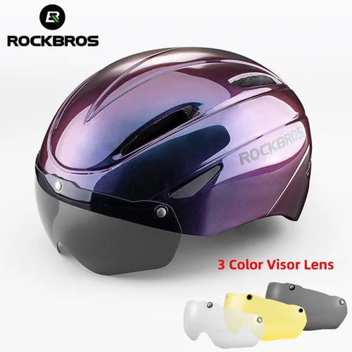 ROCKBROS-casco con gafas para bicicleta para hombre, EPS, moldeado integralmente, transpirable, visera para ciclismo, casco seguro para bicicleta de montaña y carretera