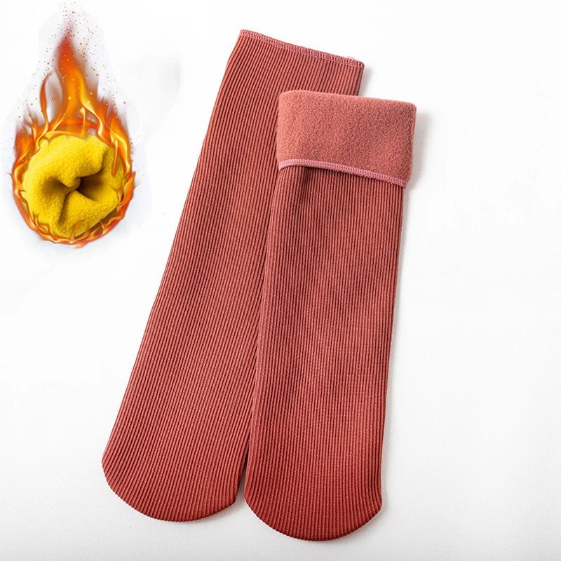 Women's Plus Velvet Thickened Long Tube Cotton Socks，Women's Cashmere Winter Warm Socks,Soft and Comfortable Wool Socks 5 Pairs