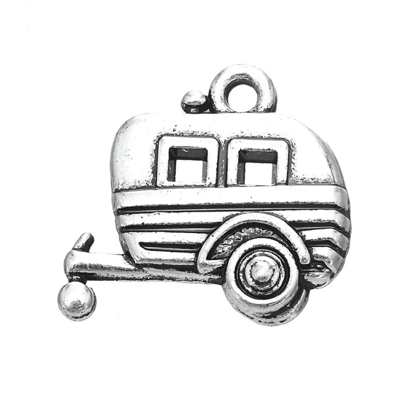 RAINXTAR Alloy Vintage Camping Trailer Pendant Charms For Travellers 17*20mm 50pcs AAC1701