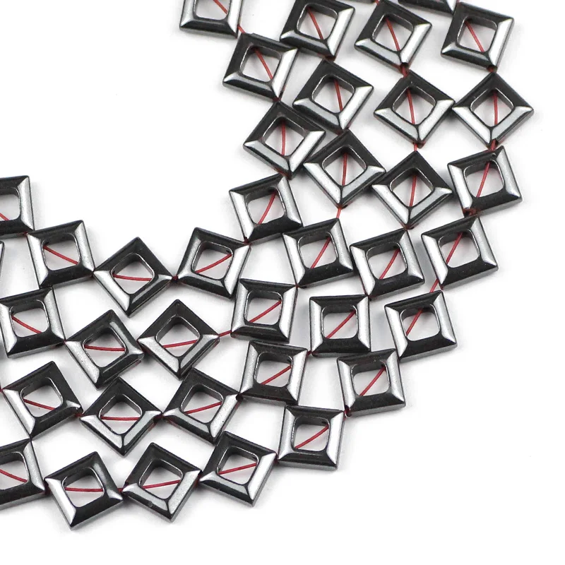 JHNBY Diagonal square Black Hematite 8MM Natural Stone Spacers Loose Beads For Jewelry Making Diy bracelets necklace accessories