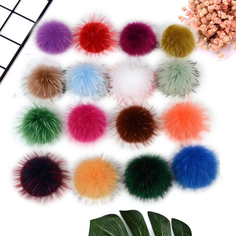 12/15cm DIY Pompon Faux Mink Fur Balls Pompoms for Ring Keychain Hairball Shoes Hats Fluffy Pom Pom Handmade Crafts Materials