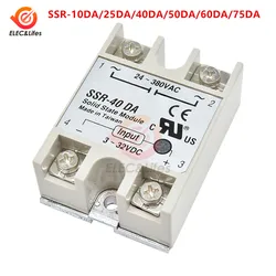 Solid State Relay SSR-10DA/25DA/40DA/50DA/60DA/75DA DC control 3-32V TO 24-380V AC SSR Single phase Solid state relay 25/40/60A