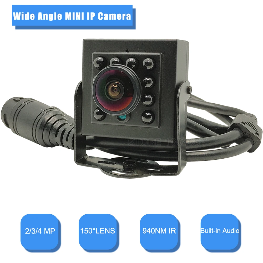 HD 3MP/4MP Mini IP Camera Wide Angle 150 Degrees Indoor Small Audio Video Surveillance Night Vision Security Camera Micro Cam