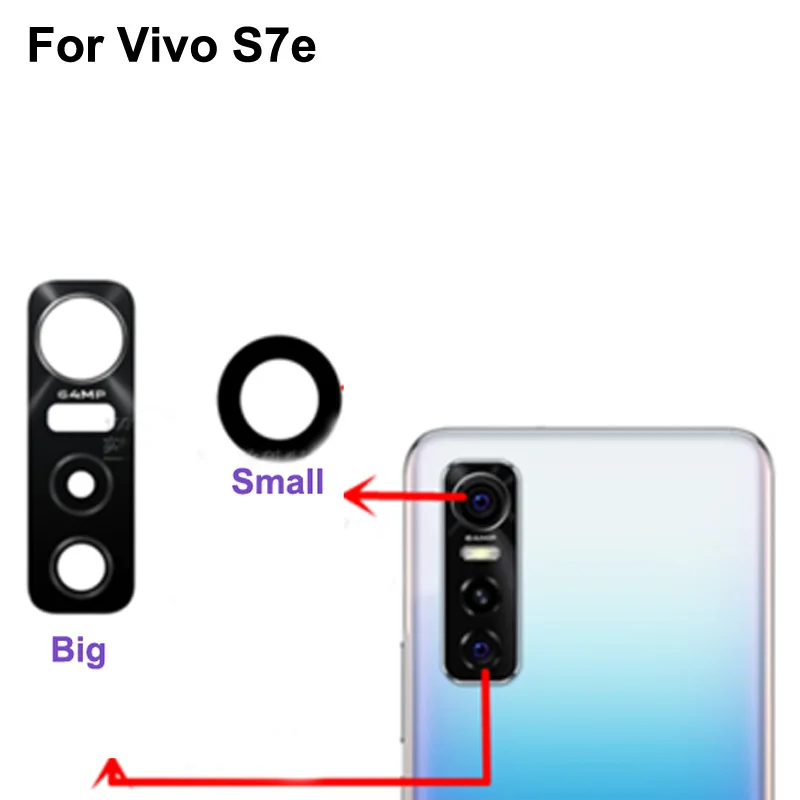 

High quality For Vivo S7E Big Back Rear Camera Glass Lens test good For Vivo S 7E Small glass lens Parts Replacement VivoS7E