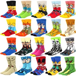 New Fashion Men's Funny Socks Fashion Women's Personality Anime Socks Cartoon Fashion Skarpety High Quality Sewing Pattern