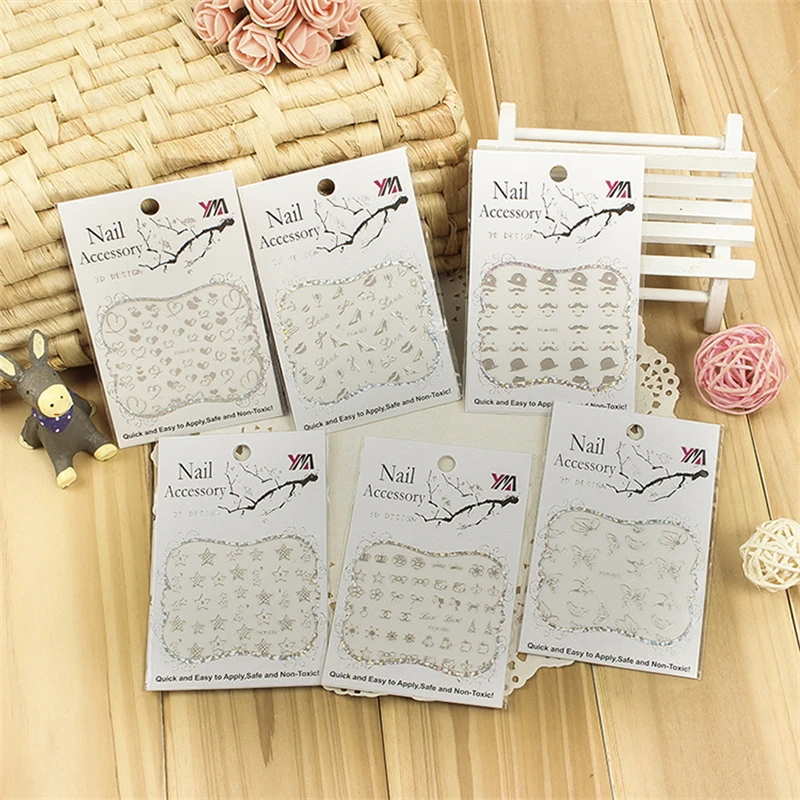 New Japanese And Korean Fashion DIY Nail Decals Hot Silver Nail Stickers 3D Nail Stickers Hot Stamping Stickers