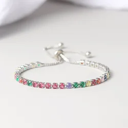 ZHOUYANG Braccialetti della Boemia per ragazze Donne Boho Arcobaleno 3mm Zirconia Gioielli braccialetto regolabile Regali di Natale all'ingrosso H039