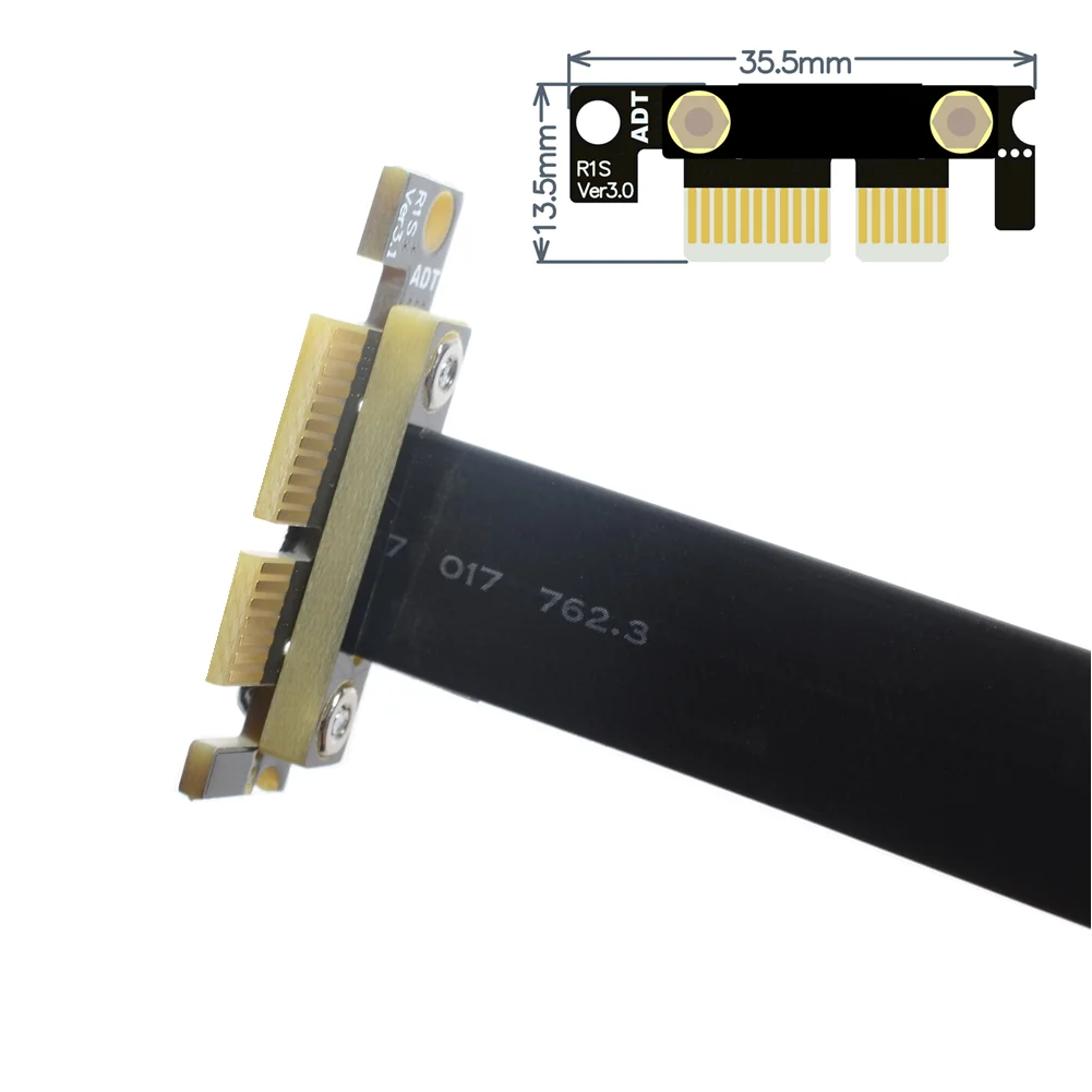 PCIE Riser PCIe 3.0x1 męski na x4 kabel żeński ekranowanie EMI 8 gb/s PCI-E 1x 4x Riser przedłużacz kabel taśmowy łokcia prostopadły