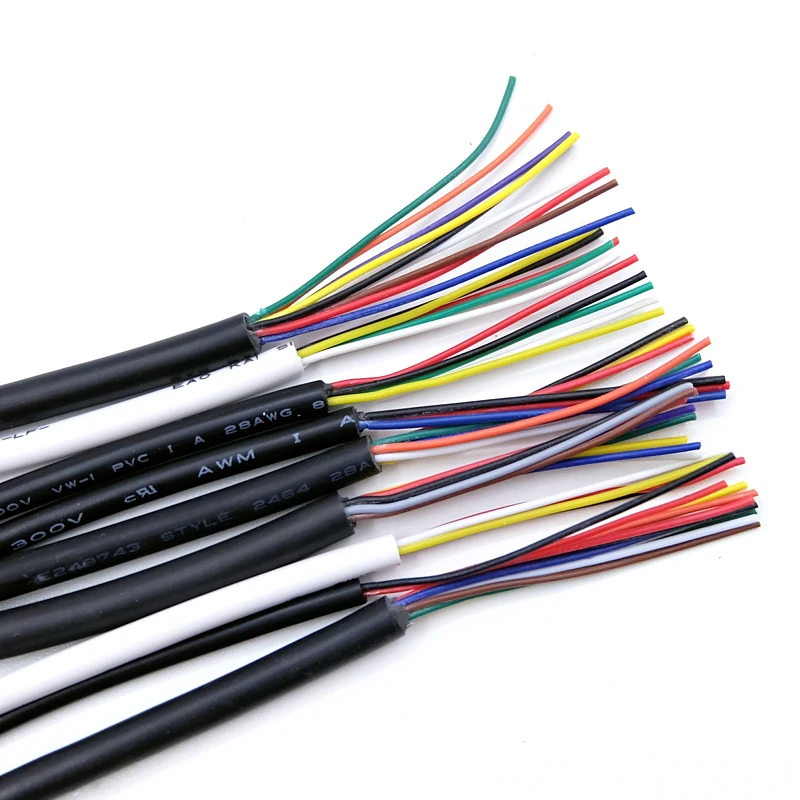 2/5/10M Sheathed Wire Cable 28 26 24 22 20 18 16 AWG Copper Signal Cable 2 3 4 5 6 7 8 10 Core Soft Electronic Audio Wire UL2464