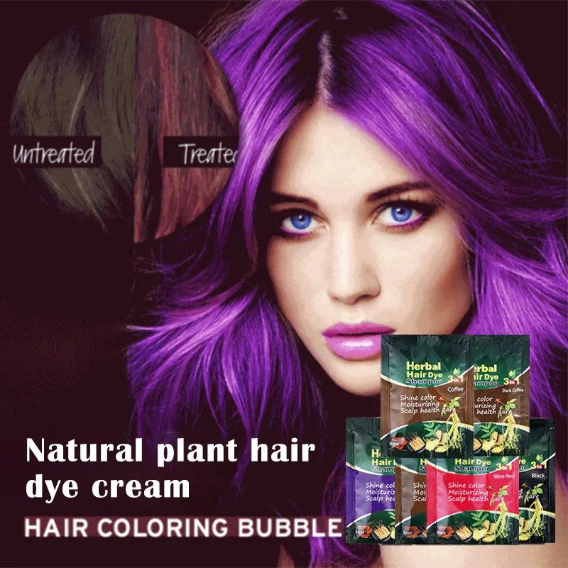 3pcs Herbal Hair Coloring Bubble Hair Dye Shampoo Nature Plants Coloring Conditioner No Damage to Hair Easy to Use Hair Care