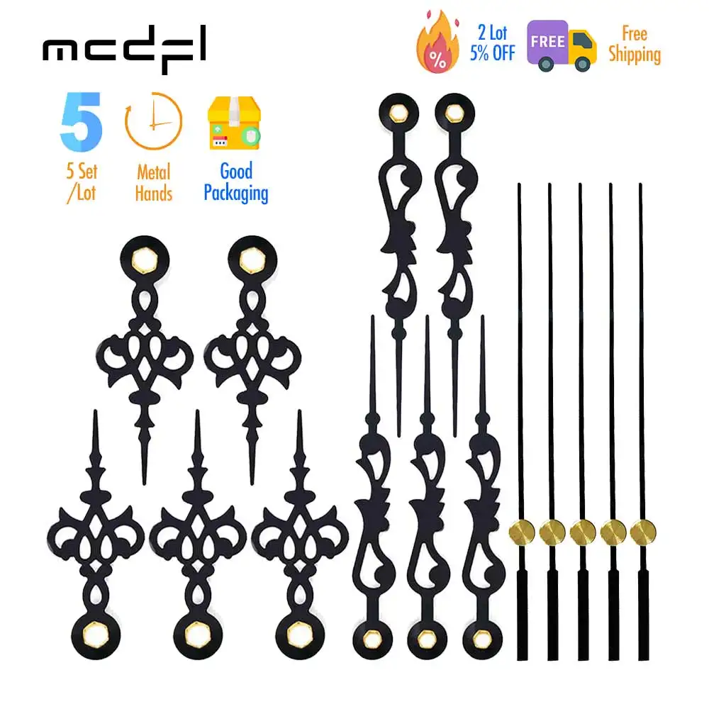 

MCDFL DIY Kit Black Nordic Clock Hands Needles and Minute Wall Movement Mechanism Silent Head Loose Pieces Repair Fixing Watch