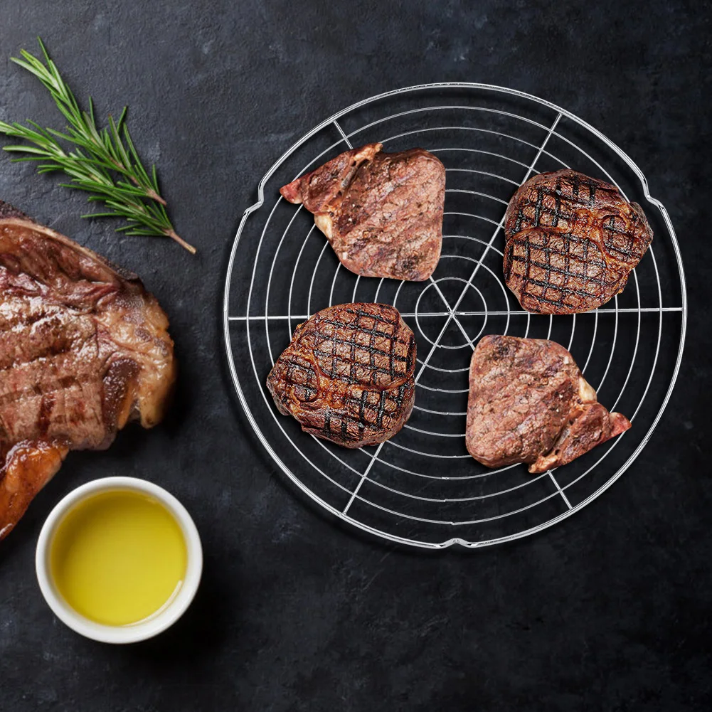 32cm Multi-Purpose Round Metal Wire Steaming Cooling Barbecue Net Rack /Carbon Baking Net/Grill /Pan Grate BBQ Accessories