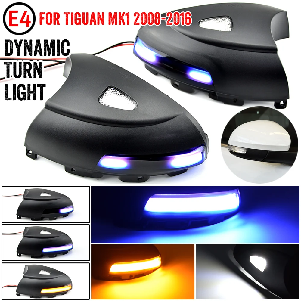 

Car Left Right Rearview Side Mirror Turn Signal LED Repeater Light Lamp For VW Sharan 2012-2015 Tiguan 2008-2016 Dynamic lights