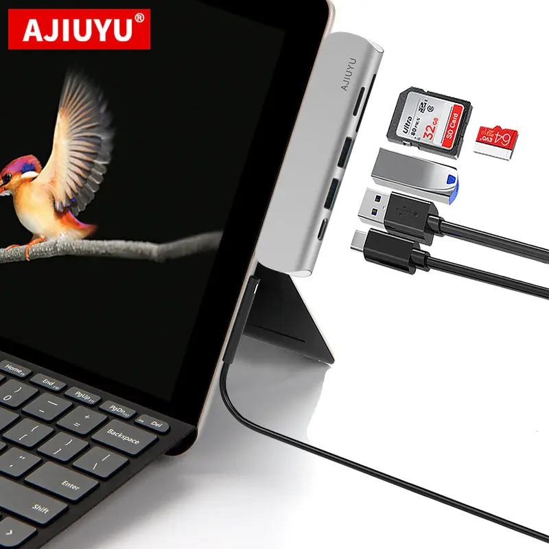 AJIUYU Type C HUB USB C to Multi USB3.0 HDMI Adapter Dock For Microsoft Surface Pro 9 8 Pro9/8 Laptop 5 4 Type-c 3.1 6 in 1 Port