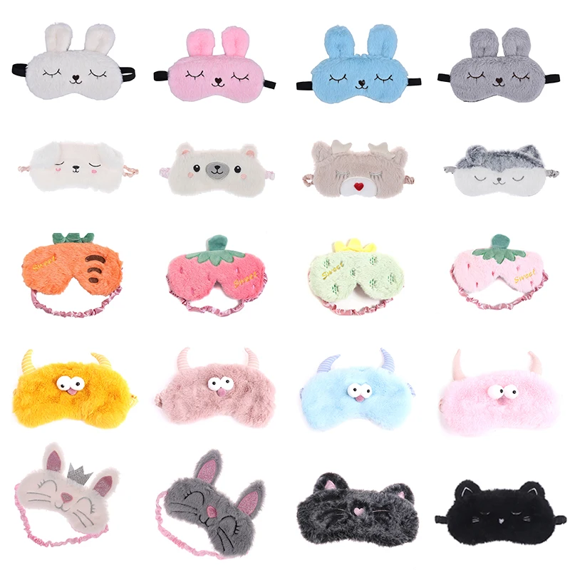 Mouse Rabbit Strawberry Pineapple Eye Shade Office Travel Rest Sleep Blackout Eyes Cover Animals Sleeping Mask Patch Blindfold