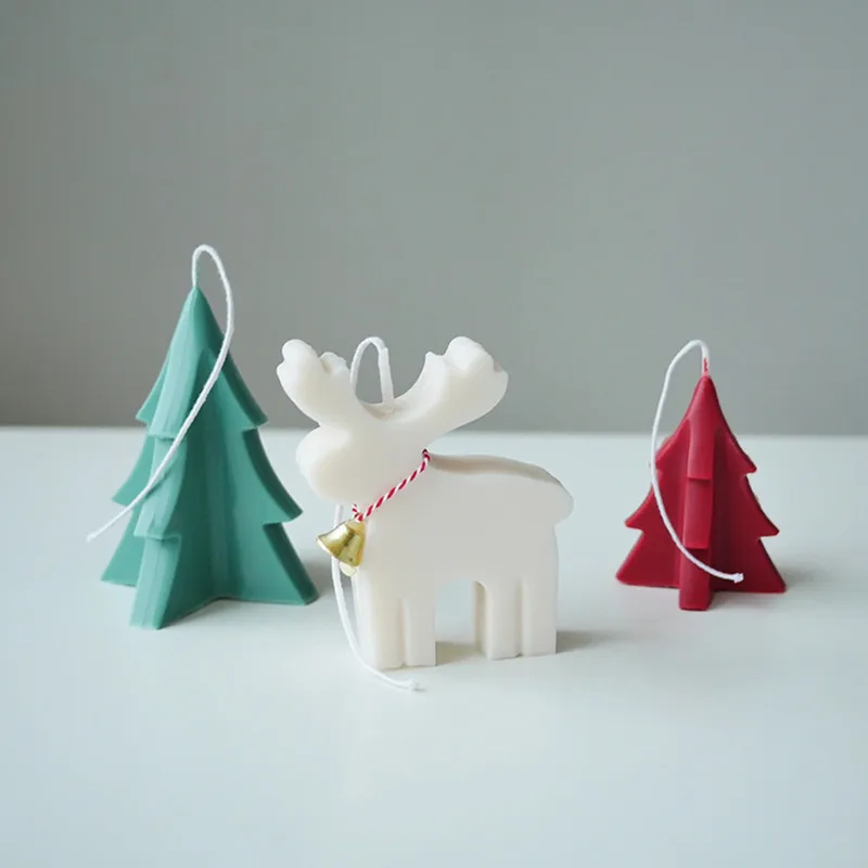 Christmas tree molds for candle lucky deer shape christmas tree acrylic Elk candle mold handmade creative candle mould