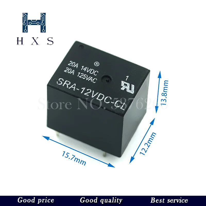 5Pcs 5V 12V 24V 20A DC Power Relay SRA-05VDC-CL SRA-12VDC-CL SRA-24VDC-CL 5Pin PCB Type In stock Black Automobile relay