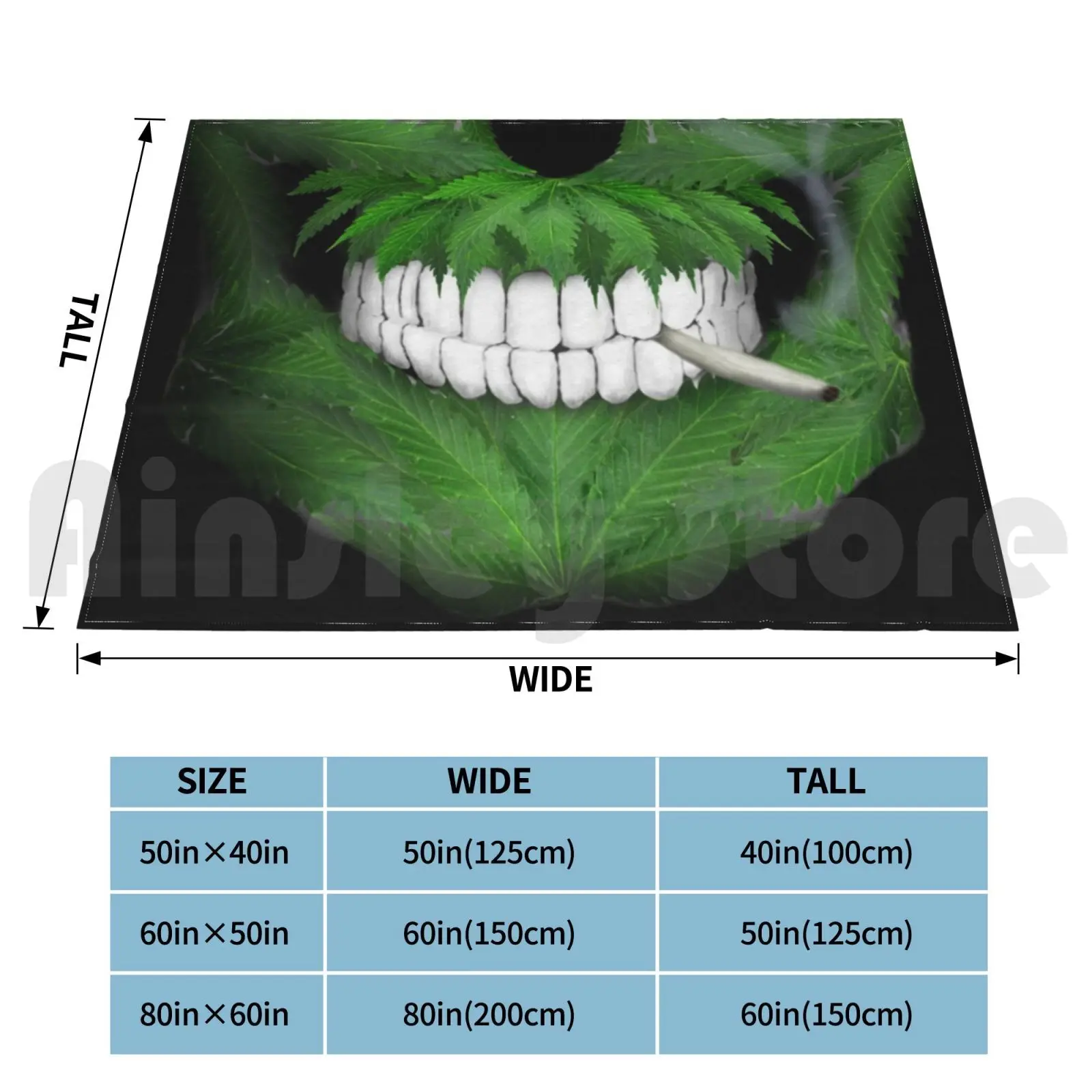 Pot Leaf Skull , Stash And Doob Blanket For Sofa Bed Travel Skull Pot Leaves Weed Joint Doob Smoking Bloodshot