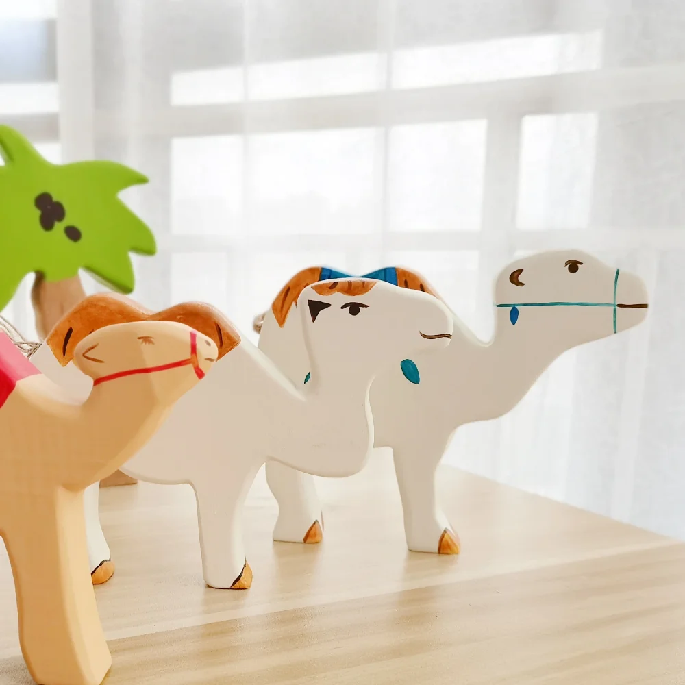 Camel Wooden Natural Montessori Handmade Figure Large Animals Handcarft Toys For Kids Animals Cognition Early Educational Toy