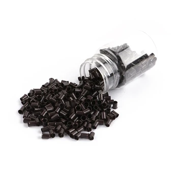 1000 peças 4.0*3.6*6mm flare euro lock tubos de cobre micro anéis links contas para vara eu ponta extensões de cabelo 3 #   marrom escuro
