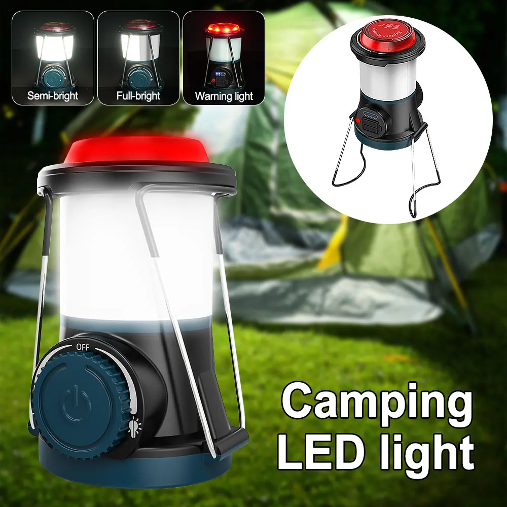 

Portable Camping Light USB Rechargeable Tent Light Household Emergency Lantern Outdoor Waterproof Hiking Lamp Magnet and Hook