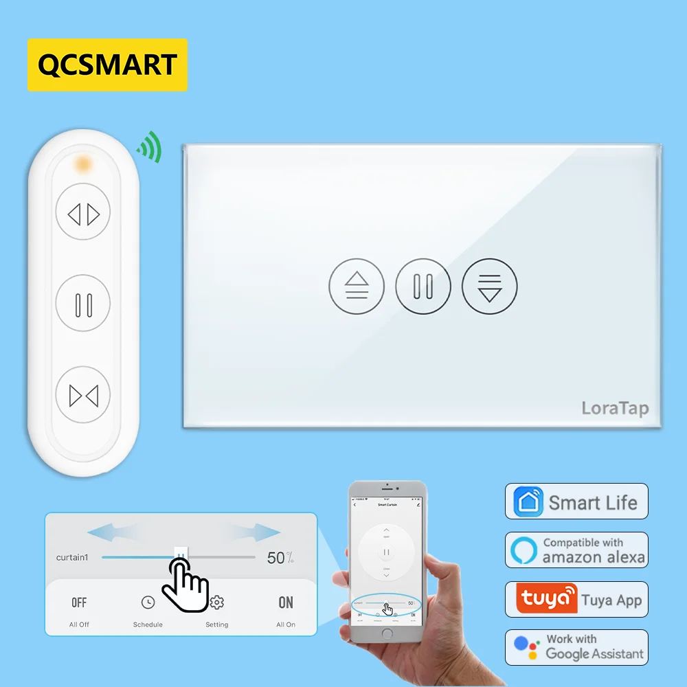 Умный выключатель для штор Tuya Life, дистанционное управление, жалюзи, роликовый затвор двигателя RF + WiFi, таймер с приложением Google Home Alexa Echo