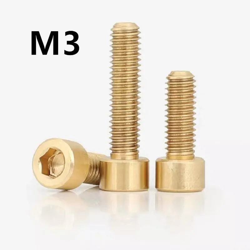 

60PCS M3x4/5/6/8/10/12/16/20/25mm GB70.1 DIN912 Pure Brass Hexagon Socket Screws Bolt